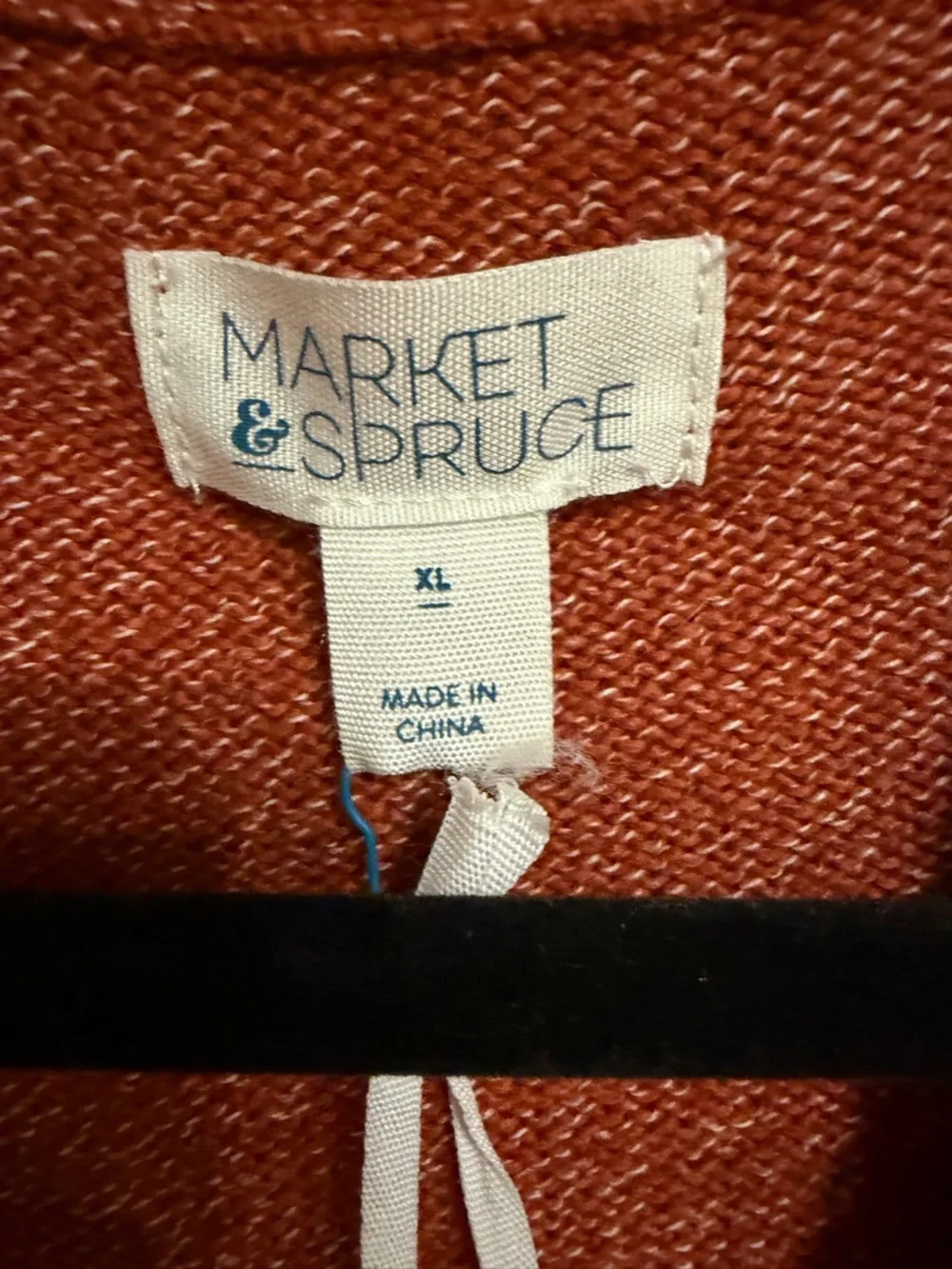 Market & Spruce Rust Orange Button-Front Ribbed Cardigan - Picture 3 of 4